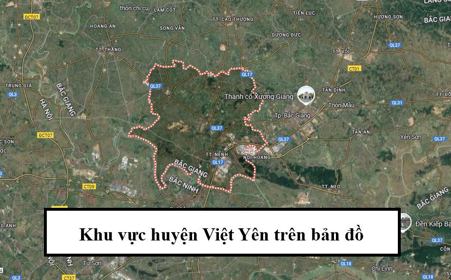 khu vuc huyen viet yen tren ban do