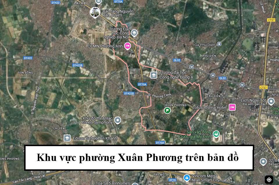 khu vuc phuong xuan phuong tren ban do