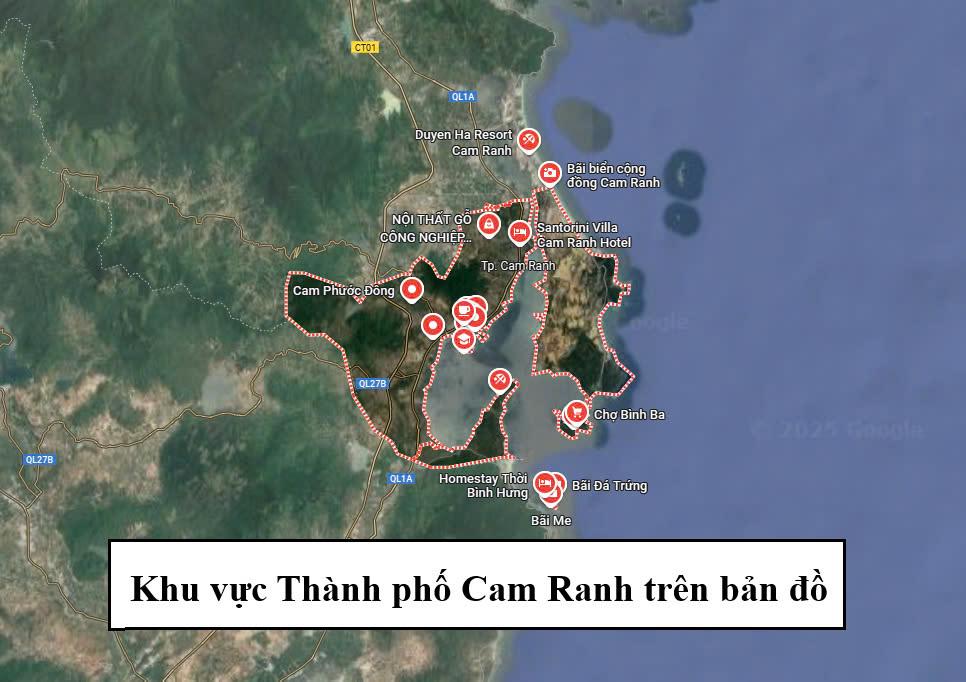 khu vuc thanh pho cam ranh tren ban do