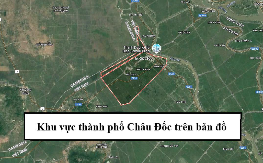 khu vuc thanh pho chau doc tren ban do