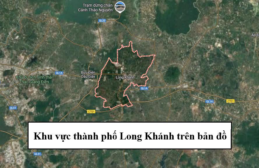khu vuc thanh pho long khanh tren ban do