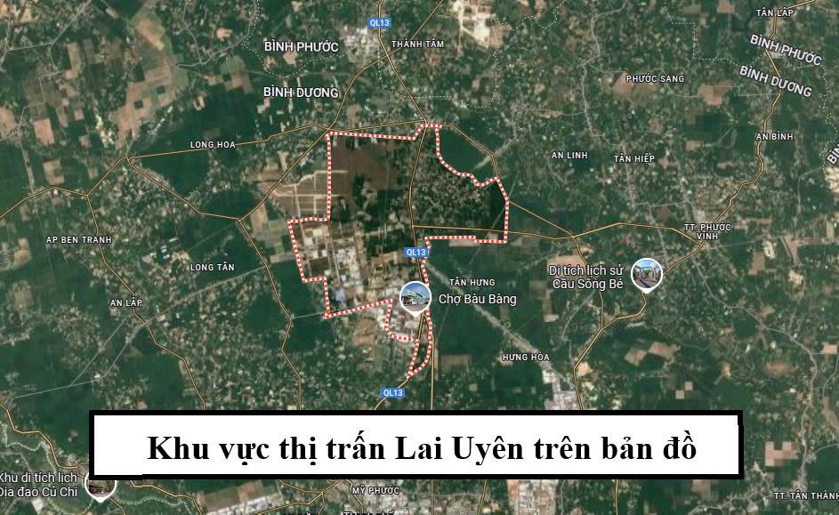 khu vuc thi tran lai uyen tren ban do