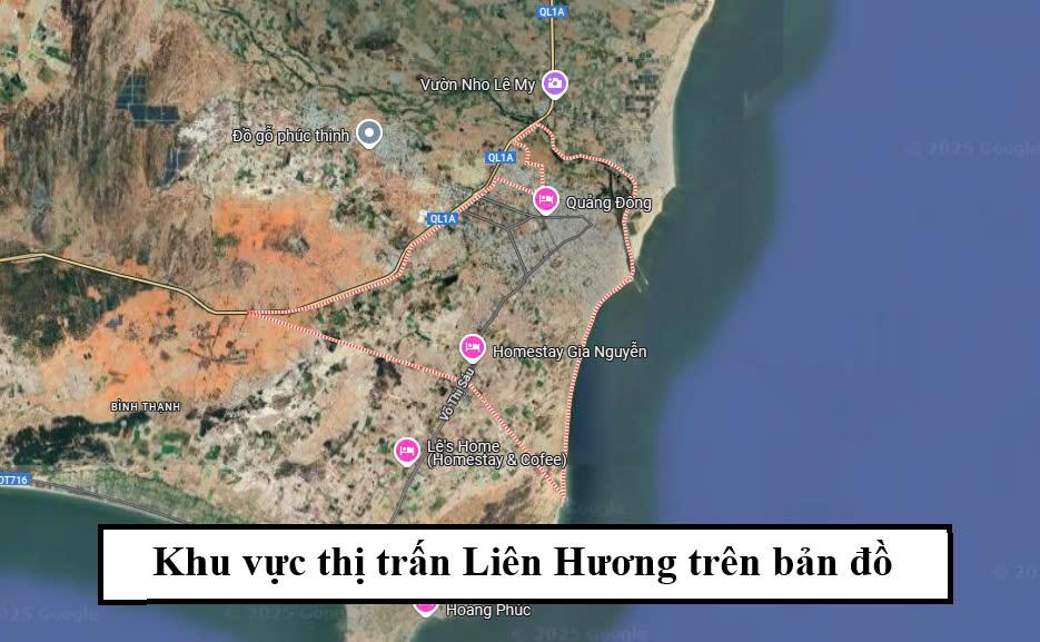 khu vuc thi tran lien huong tren ban do
