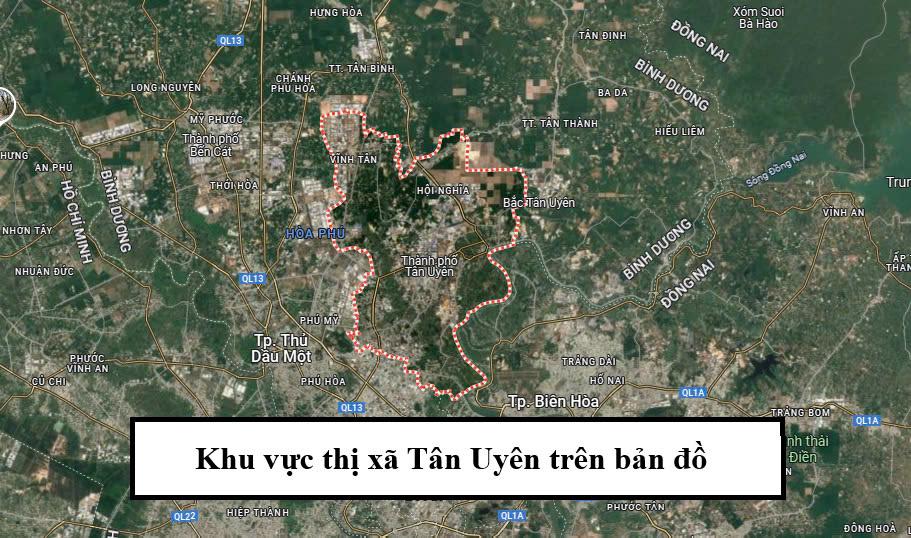 khu vuc thi xa tan uyen tren ban do