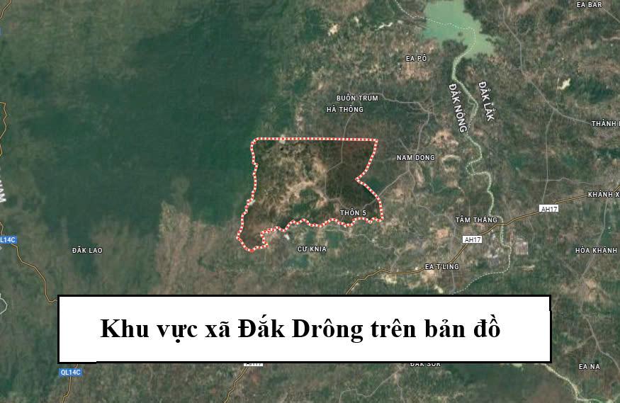 khu vuc xa dak drong tren ban do
